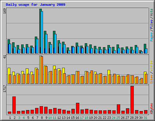 Daily usage for January 2009
