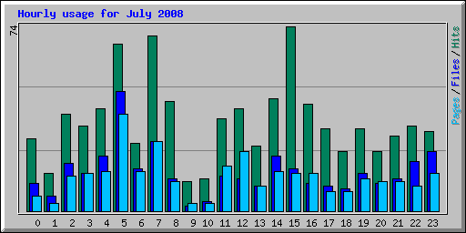 Hourly usage for July 2008