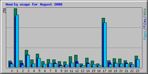 Hourly usage for August 2008