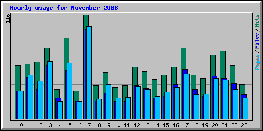 Hourly usage for November 2008