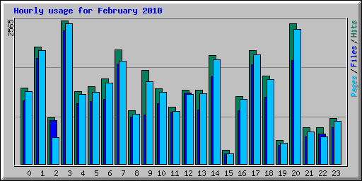 Hourly usage for February 2010